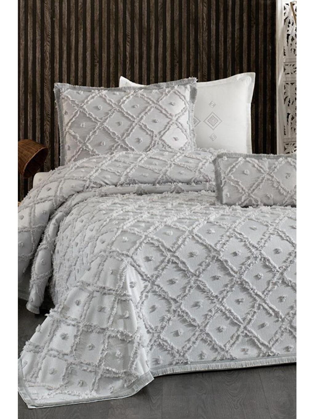 Alara Tek Kişilik Pike Takımı Gri