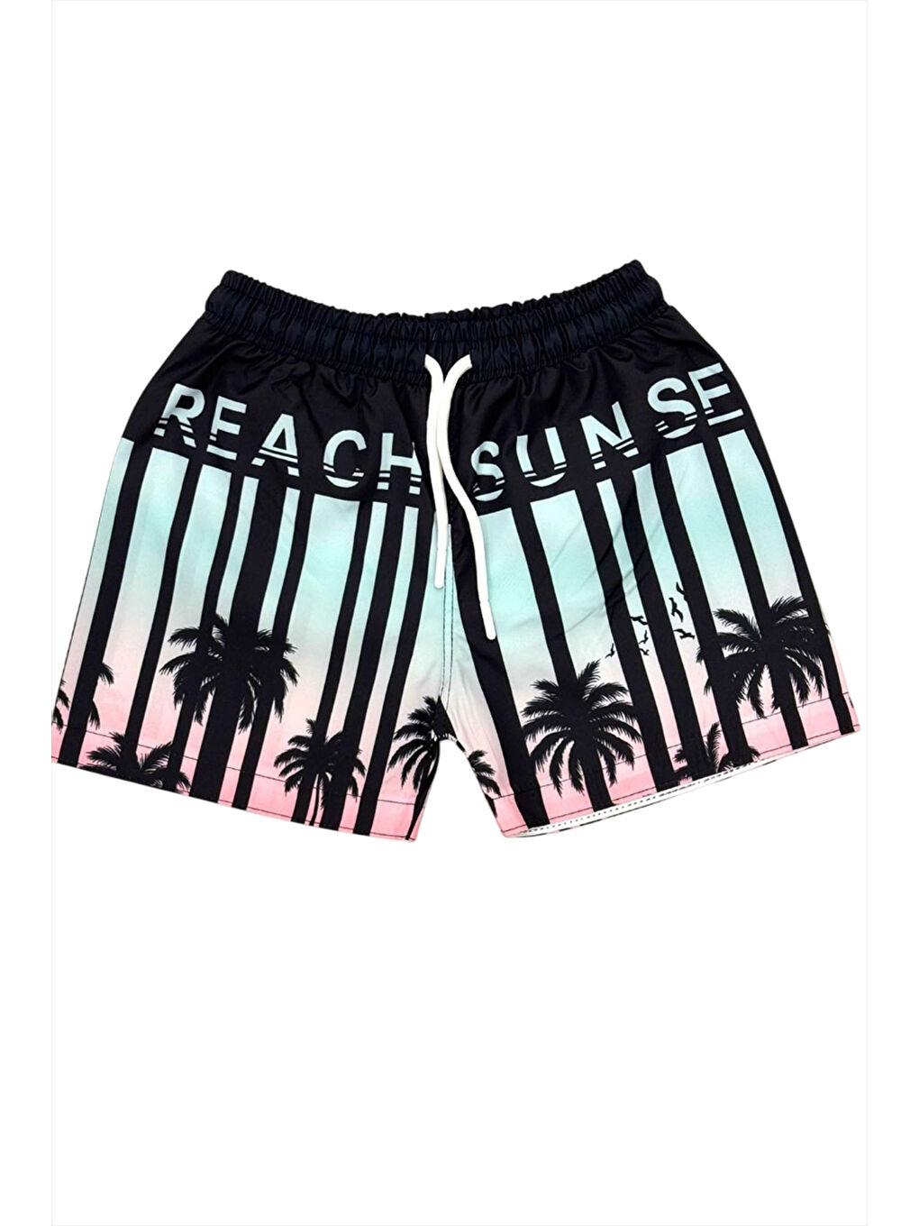 Siyah Paraşşüt Kumaş Çocuk Deniz Şortları