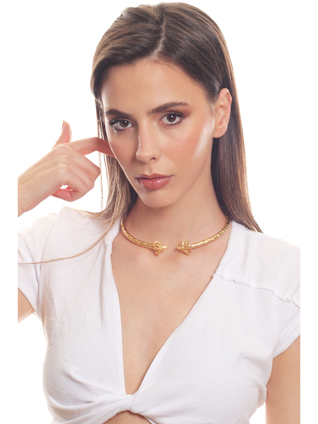 Sarı Kadın Koçbaşı Uçlu Choker-1