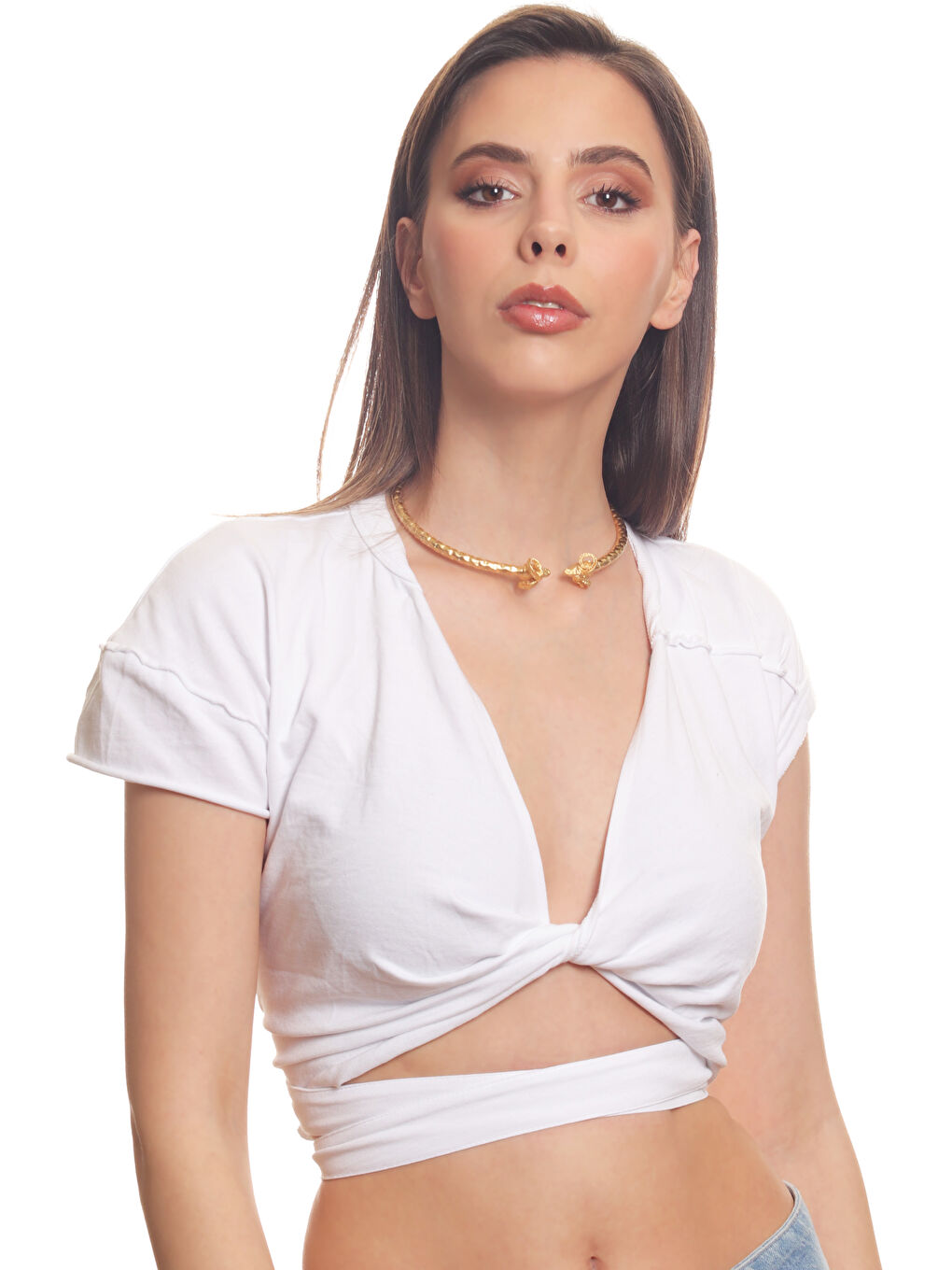 Sarı Kadın Koçbaşı Uçlu Choker-3