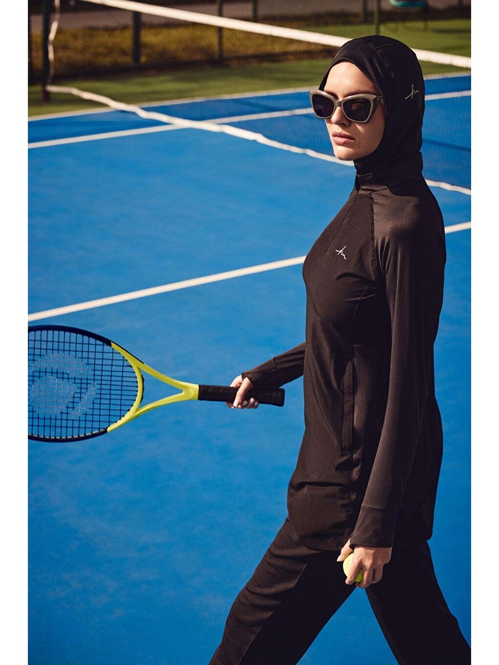 Active H-Per Cepli Uzun Kollu Fermuarlı Yaka Siyah Tesettür Antrenman Tişörtü Act-7-1