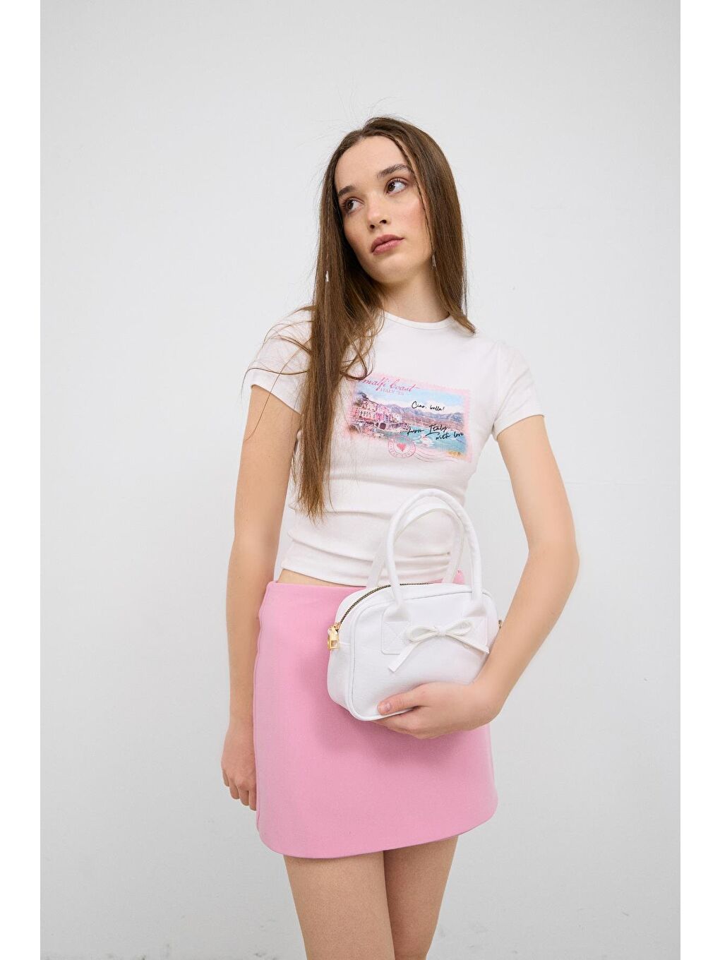 Perfect Kurdele Detaylı Bowling El Ve Çapraz Çanta Beyaz-1