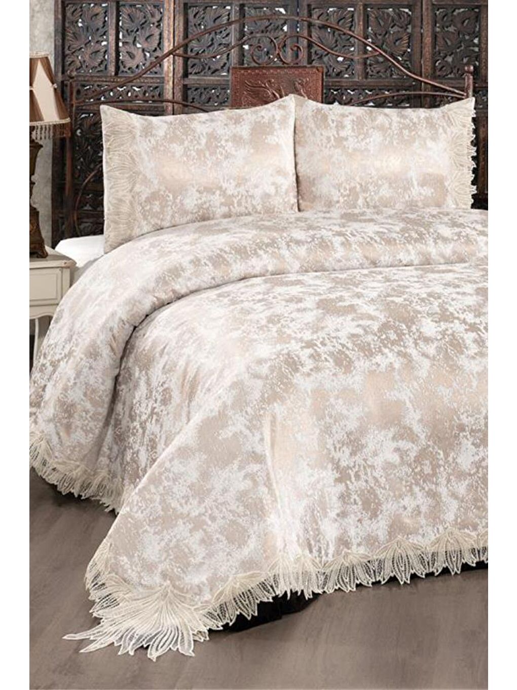 Kahverengi Albina Çift Kişilik Yatak Örtüsü Cappucino