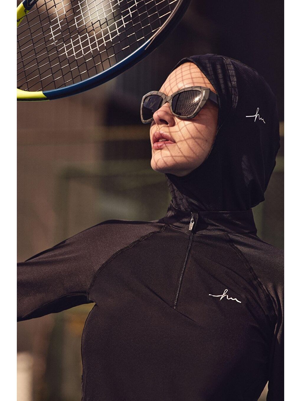 Active H-Per Cepli Uzun Kollu Fermuarlı Yaka Siyah Tesettür Antrenman Tişörtü Act-7-4