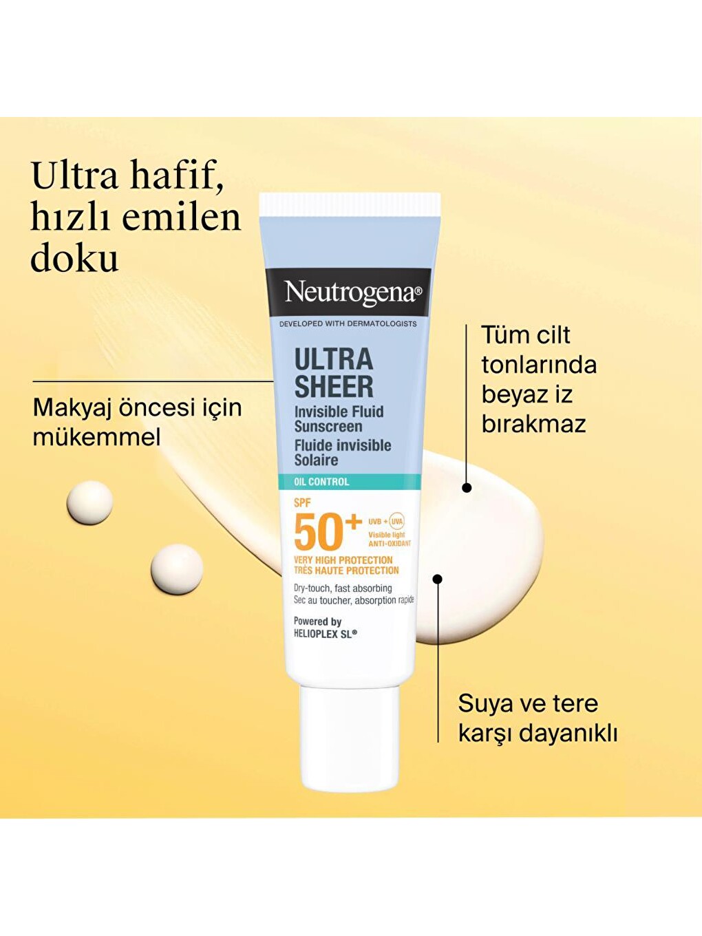 Ultra Sheer Oil Control Fluid SPF50+ Yüz Güneş Koruyucu, 50 ml-4