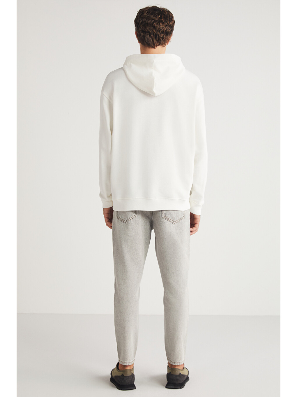 Aleksı Erkek Kapüşonlu Çıtçıt Detaylı Kanguru Cepli Baskılı Ekru Sweatshirt-5