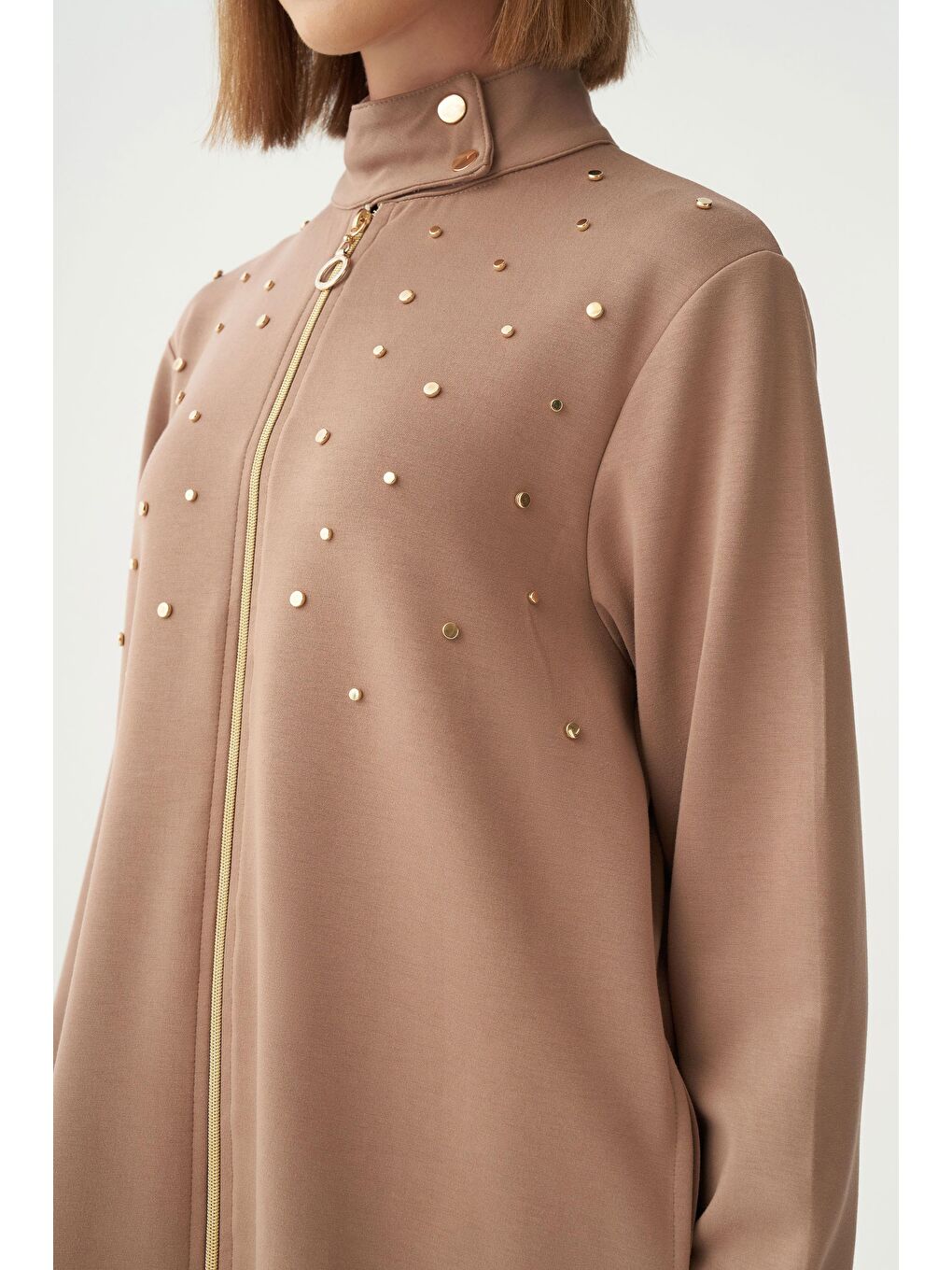 Bej Vizon-Yumuşak Dokulu Gold Droplu Eşofman Takımı-3