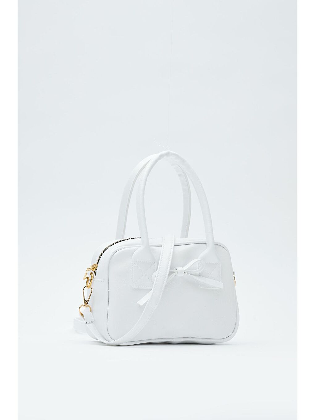 Perfect Kurdele Detaylı Bowling El Ve Çapraz Çanta Beyaz-4