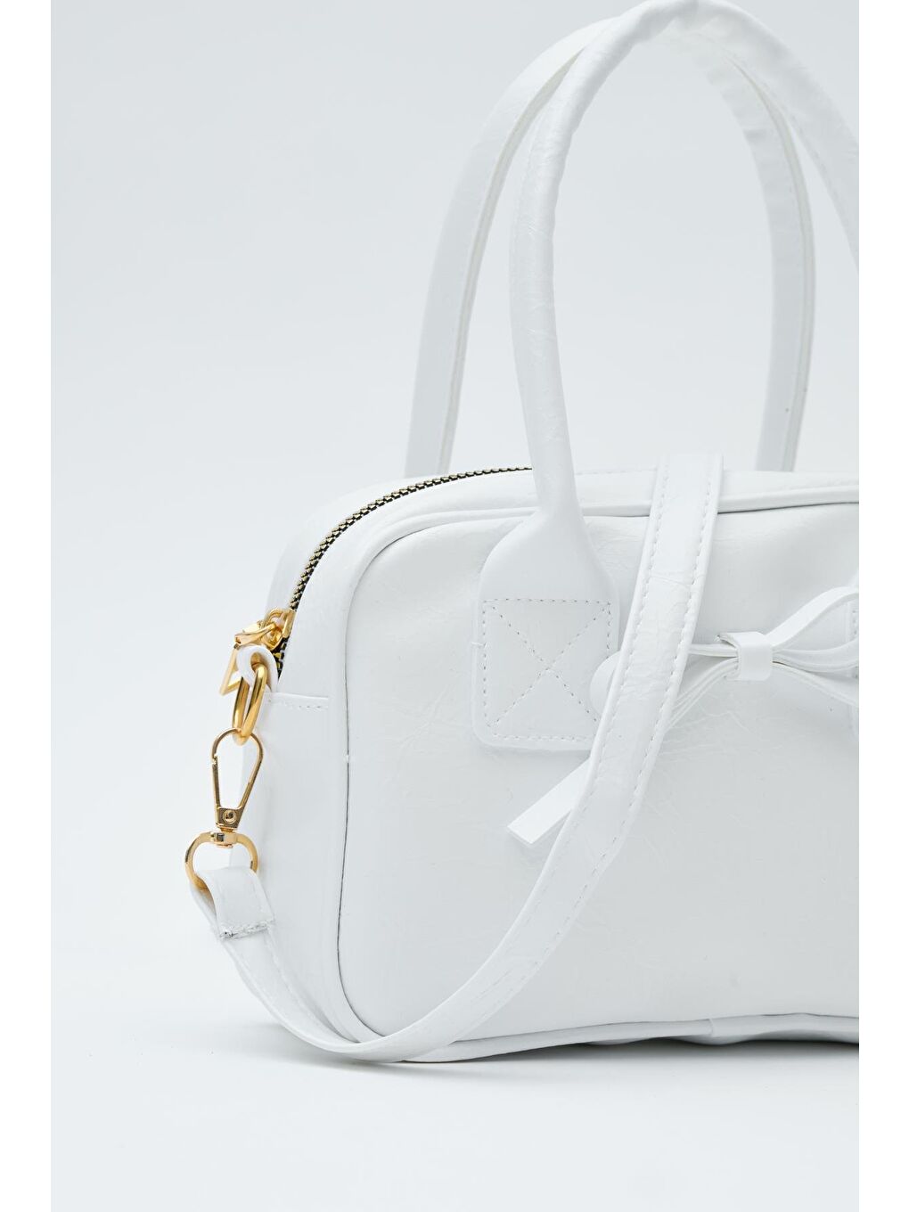 Perfect Kurdele Detaylı Bowling El Ve Çapraz Çanta Beyaz-6