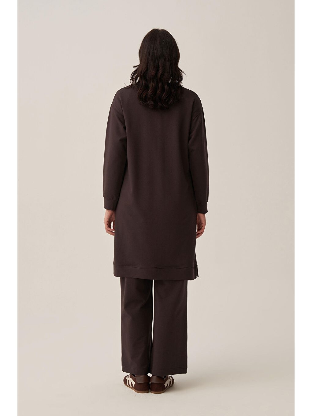 Kahverengi Acı Kahve-Pamuklu Nakışlı Eşofman Takımı-3