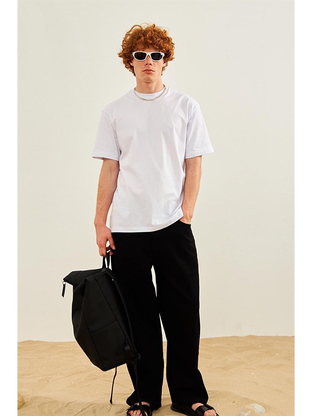 Erkek Basic Oversize Tişört Beyaz