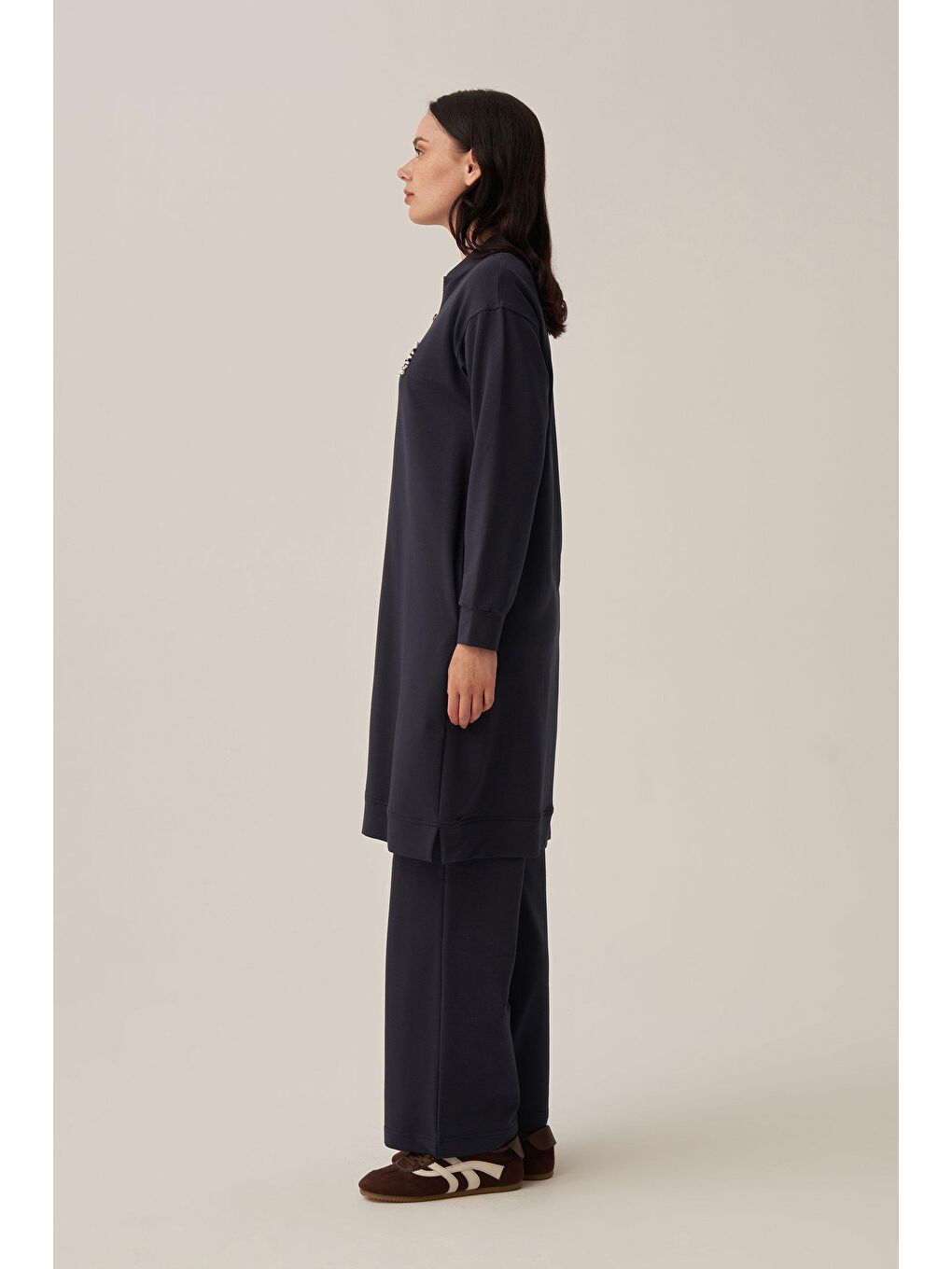 Lacivert-Pamuklu Nakışlı Eşofman Takımı-2