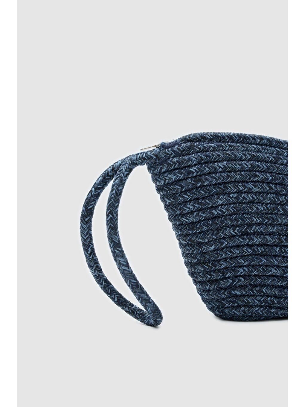 Rome Handmade Hasır Clutch Çanta Lacivert-5