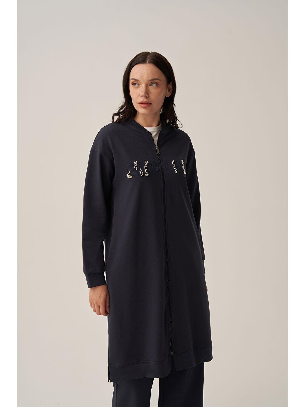 Lacivert-Pamuklu Nakışlı Eşofman Takımı-4