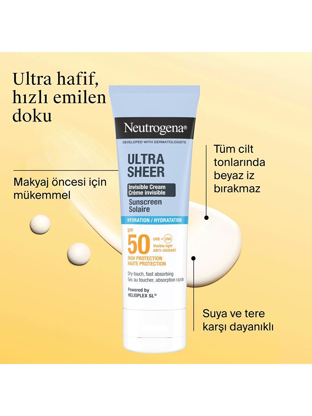 Ultra Sheer Hydrating Cream SPF50 Yüz Güneş Kremi, 50 ml-4