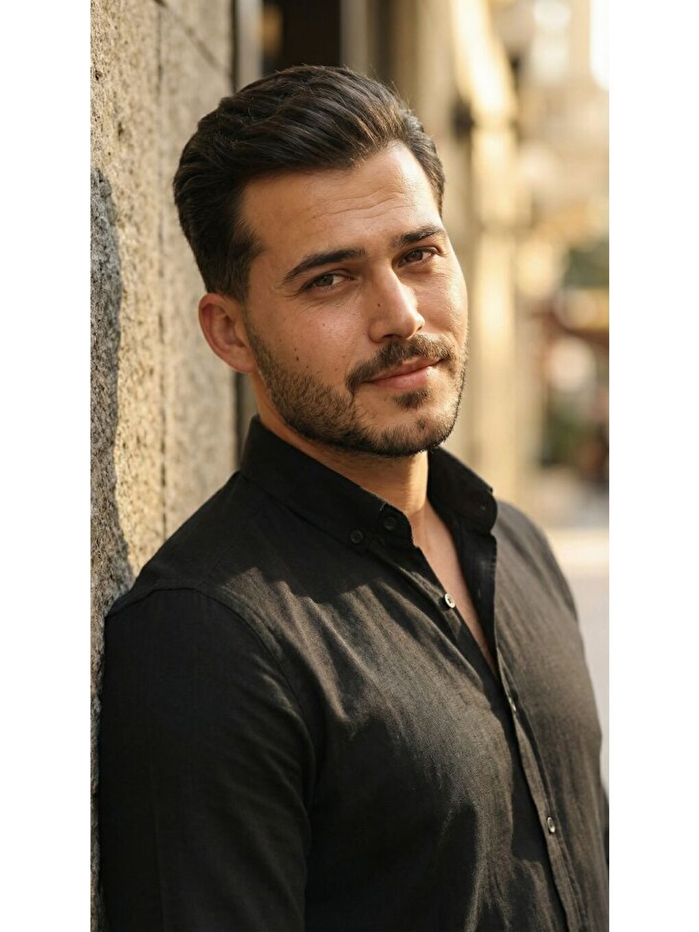 Siyah Erkek Uzun Kollu Rahat Keten Gömlek-3