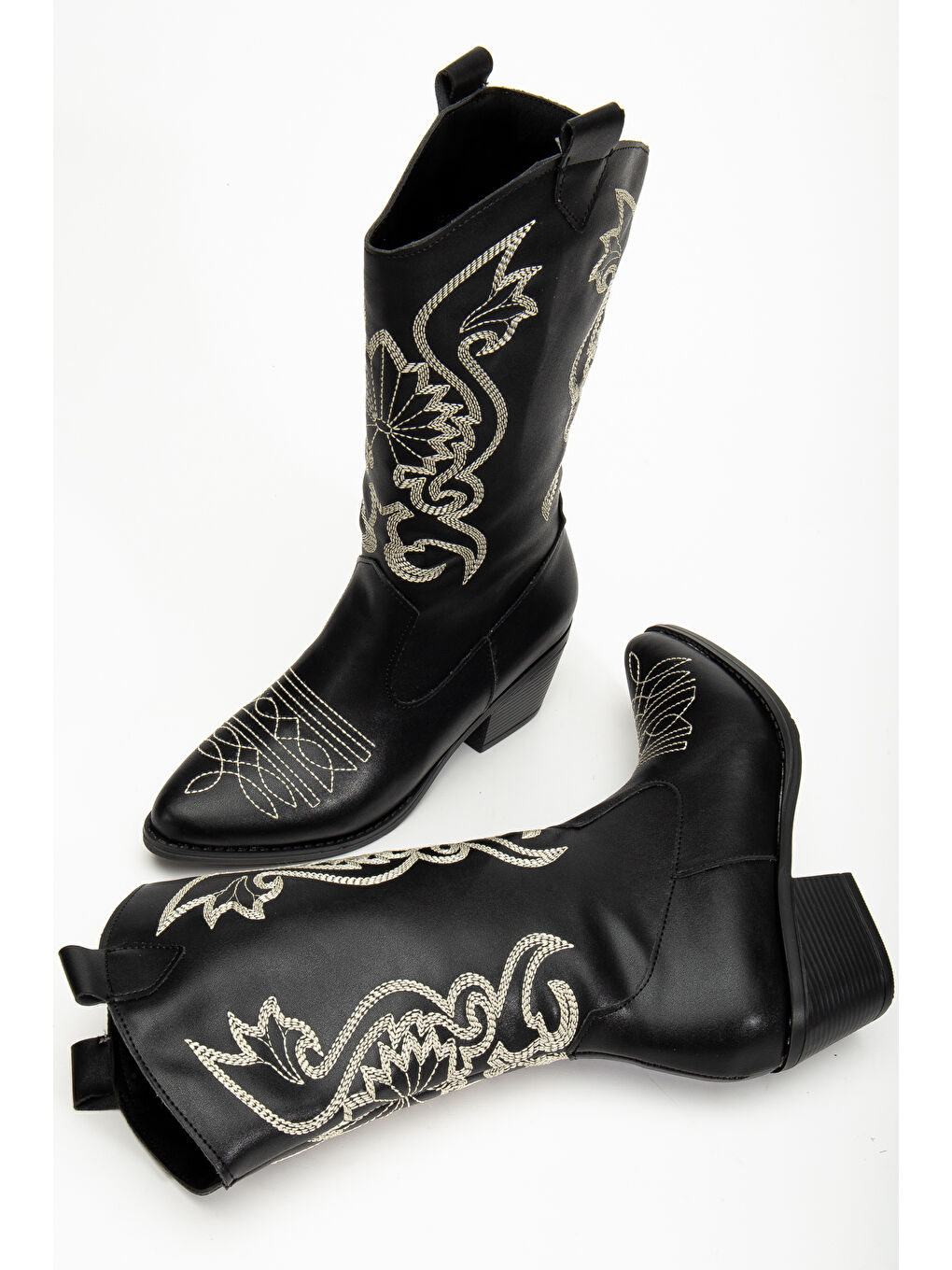 Siyah Kovboy Soğuk Geçirmez Kışlık Kadın Çizme