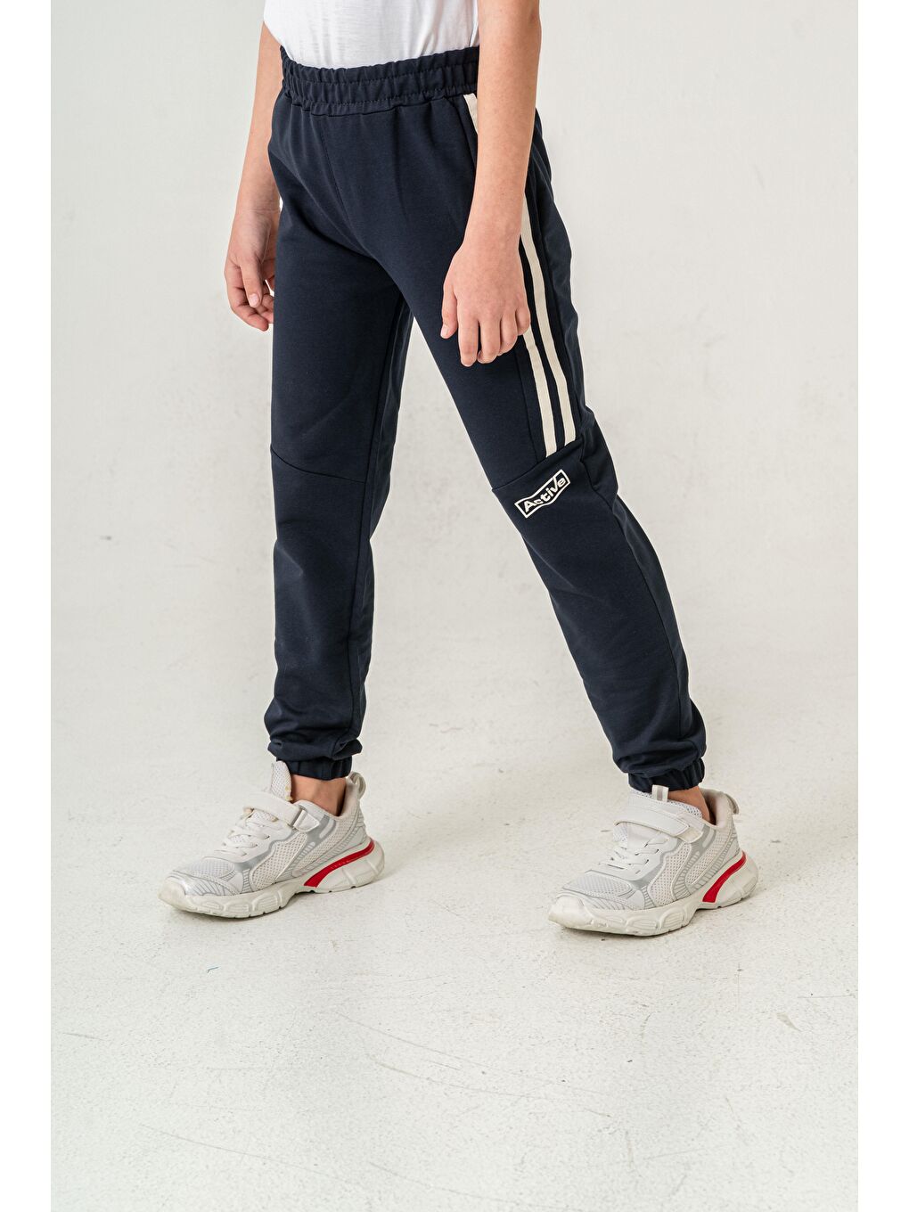 Lacivert Active Baskılı Yanlar Şeritli Erkek Çocuk Eşofman Altı-4