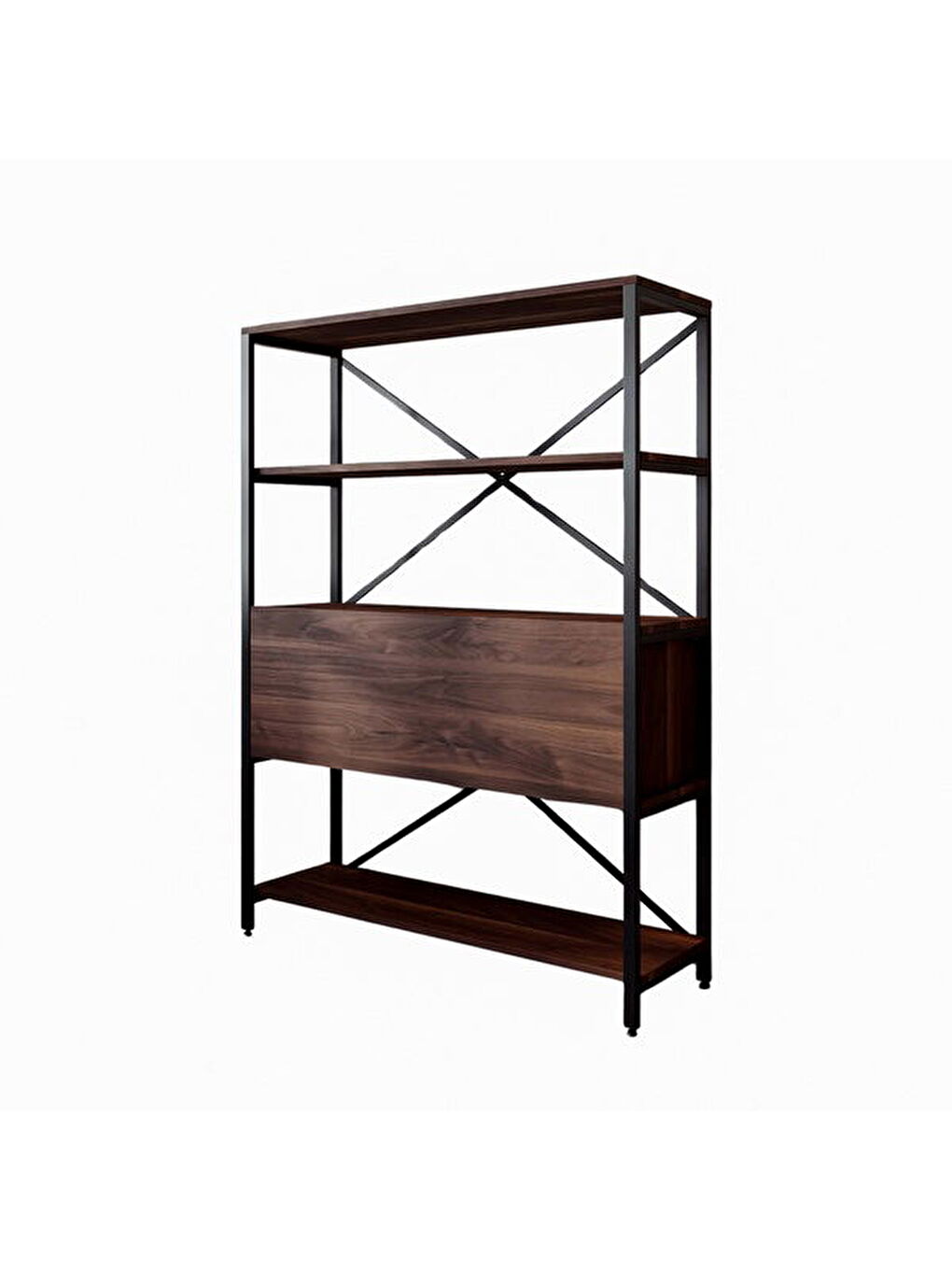 Kahverengi Düşer Kapaklı Kitaplık - Ceviz - 154x36x112 cm-2