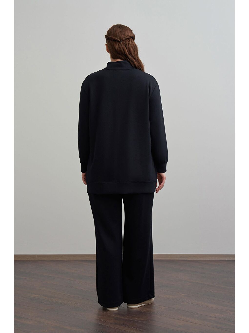 Siyah-Yumuşak Dokulu Büyük Beden Droplu Eşofman Takımı-2