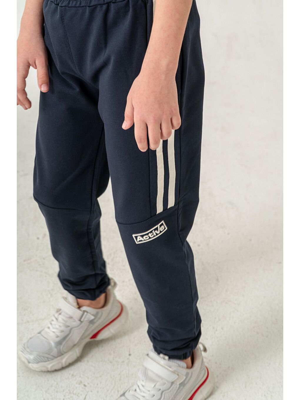 Lacivert Active Baskılı Yanlar Şeritli Erkek Çocuk Eşofman Altı-5