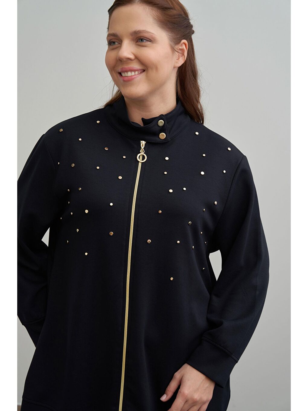 Siyah-Yumuşak Dokulu Büyük Beden Droplu Eşofman Takımı-3