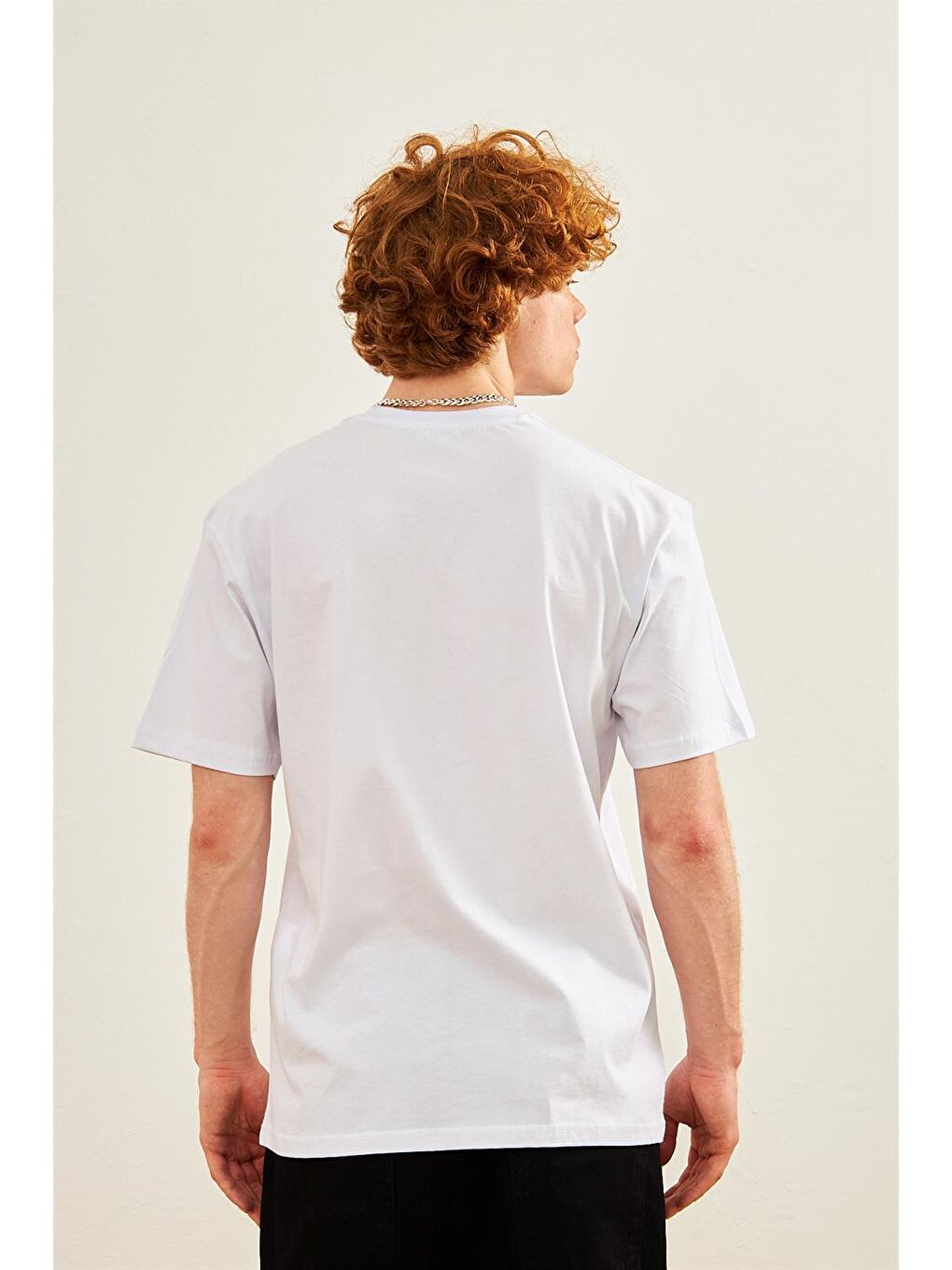 Erkek Basic Oversize Tişört Beyaz-6