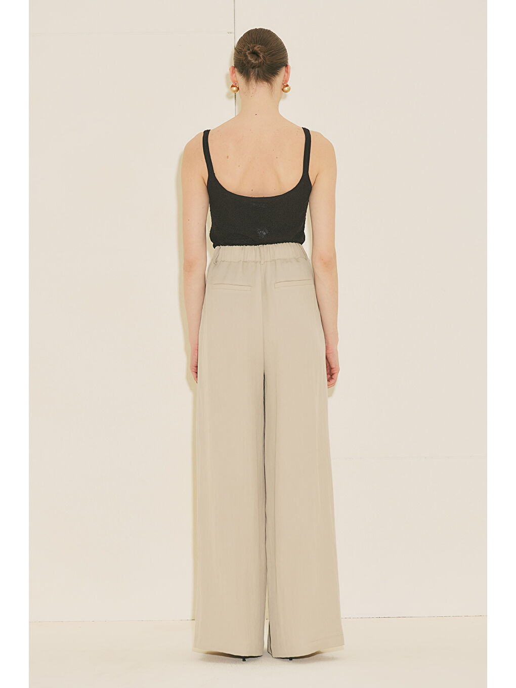 Tansy Pileli Pantolon Bej-2