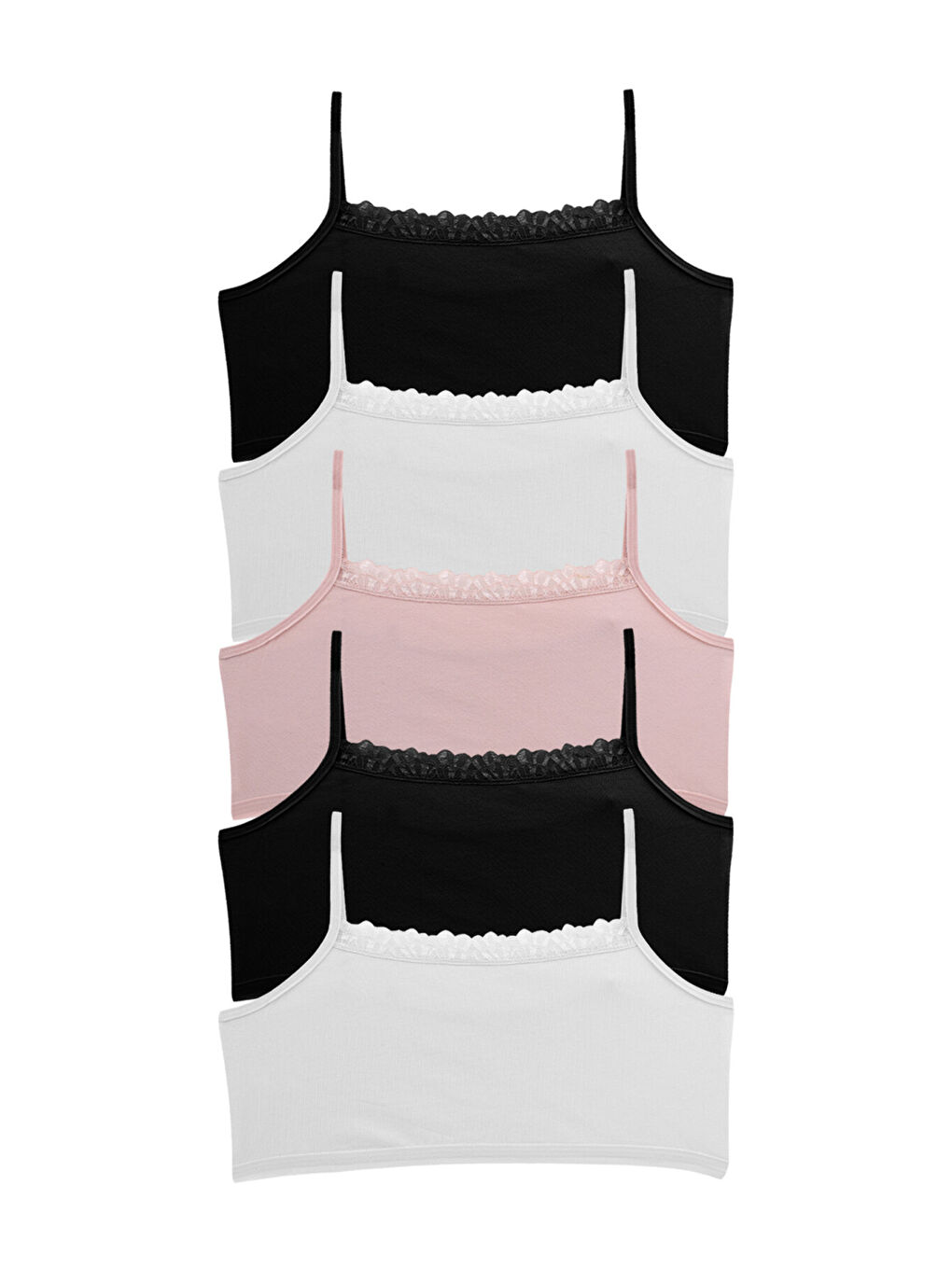 Karışık Kız Çocuk Siyah Beyaz Ten Pamuklu Bustiyer 5'Li Paket-1