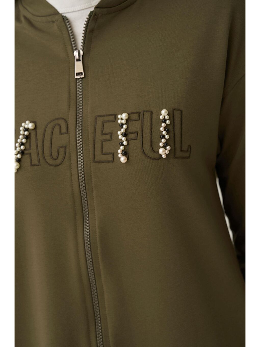 Haki-Pamuklu Nakışlı Eşofman Takımı-5