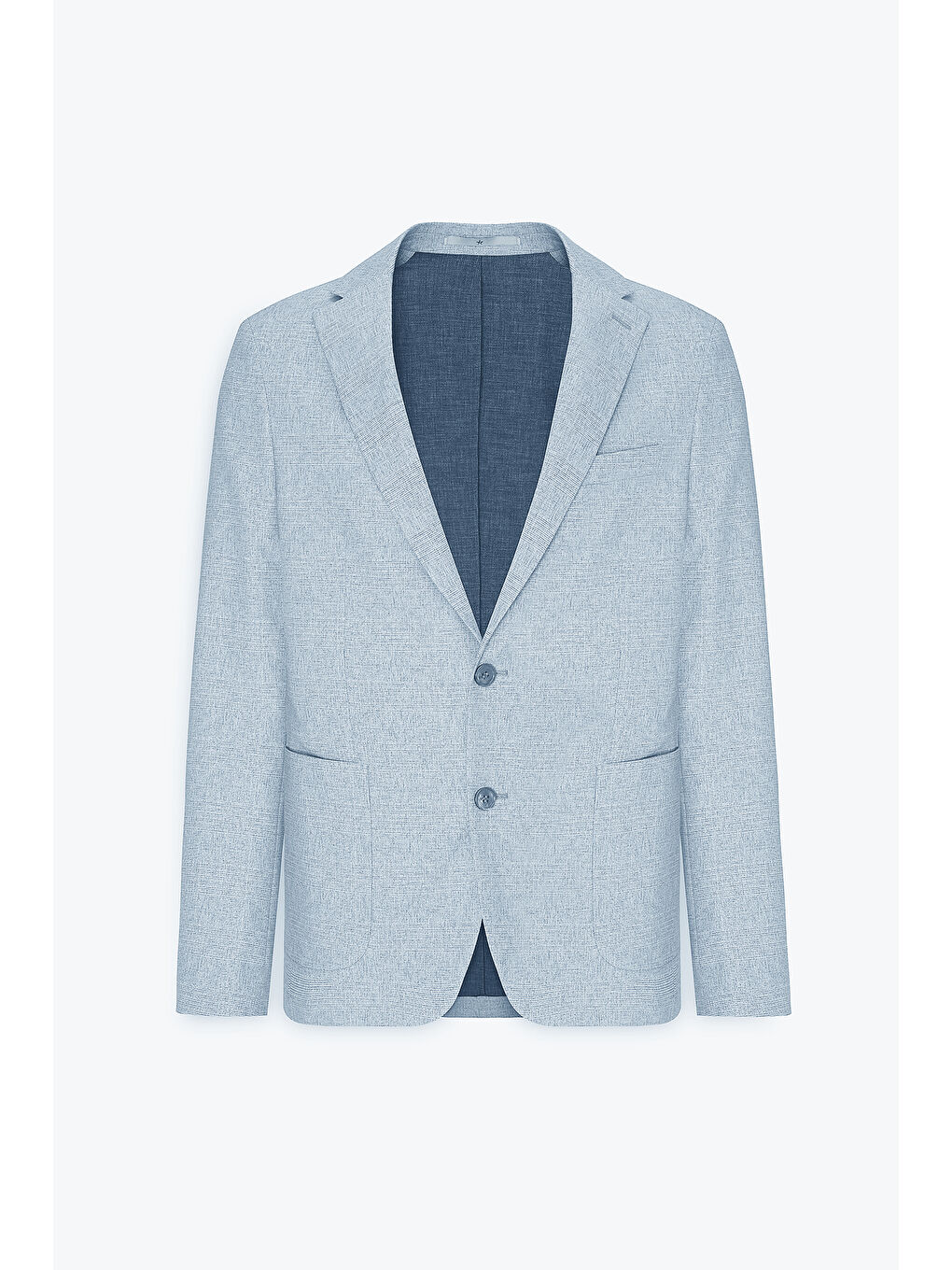 Erkek Gri-Mavi 360 Her Yöne Esneyen Slim Fit Dar Kesim Mono Yaka Desenli Blazer Ceket-6