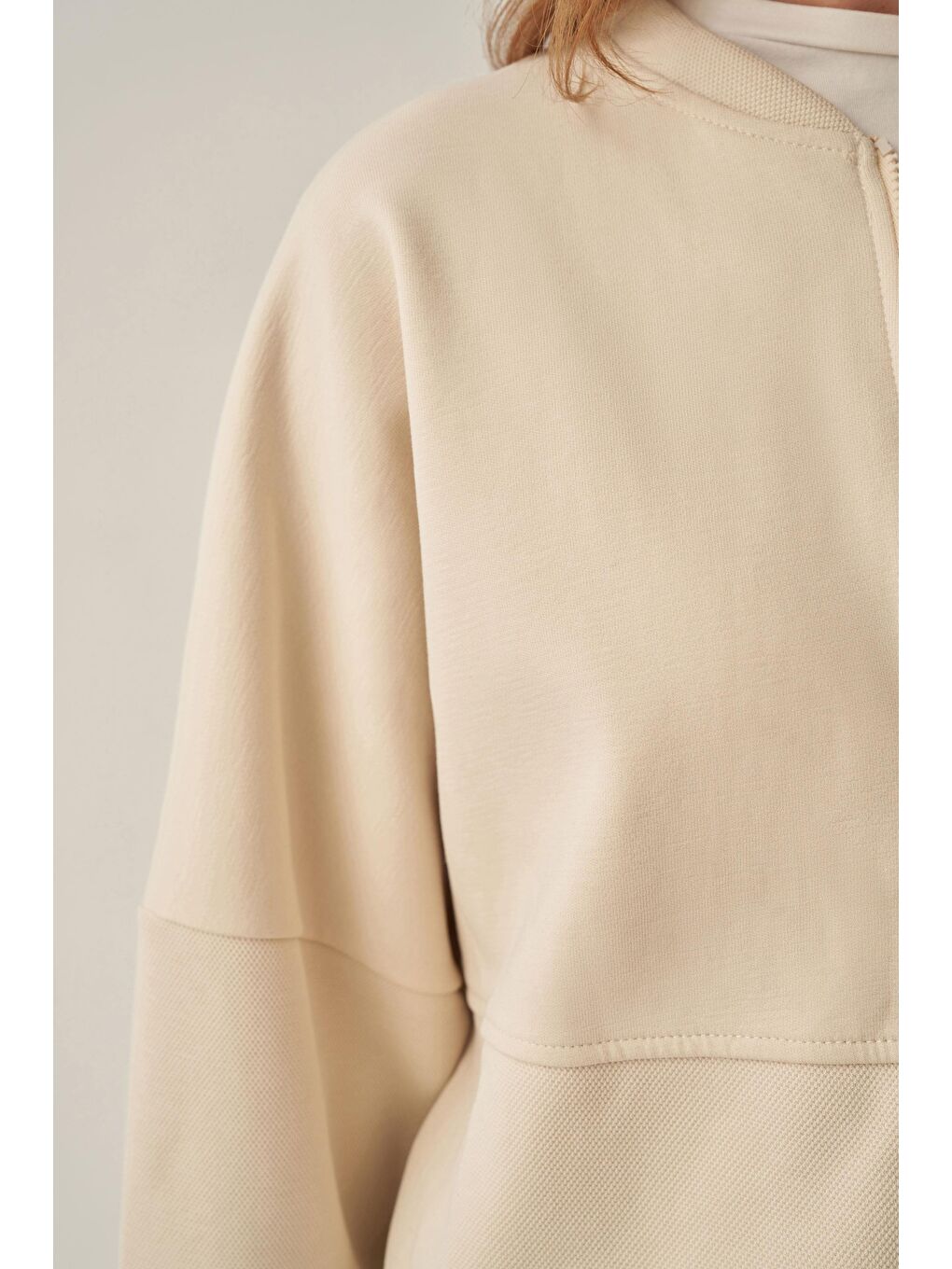 Bej Taş-Pike Dokulu İnterlok Eşofman Takımı-3