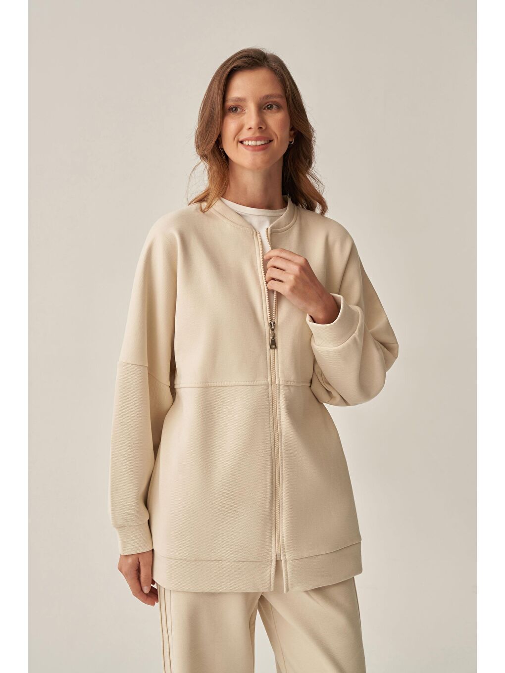 Bej Taş-Pike Dokulu İnterlok Eşofman Takımı-4