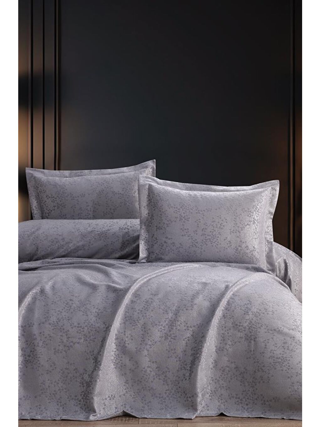 Burçak 3 Parça Çift Kişilik Pike Takımı 240x260 Gri