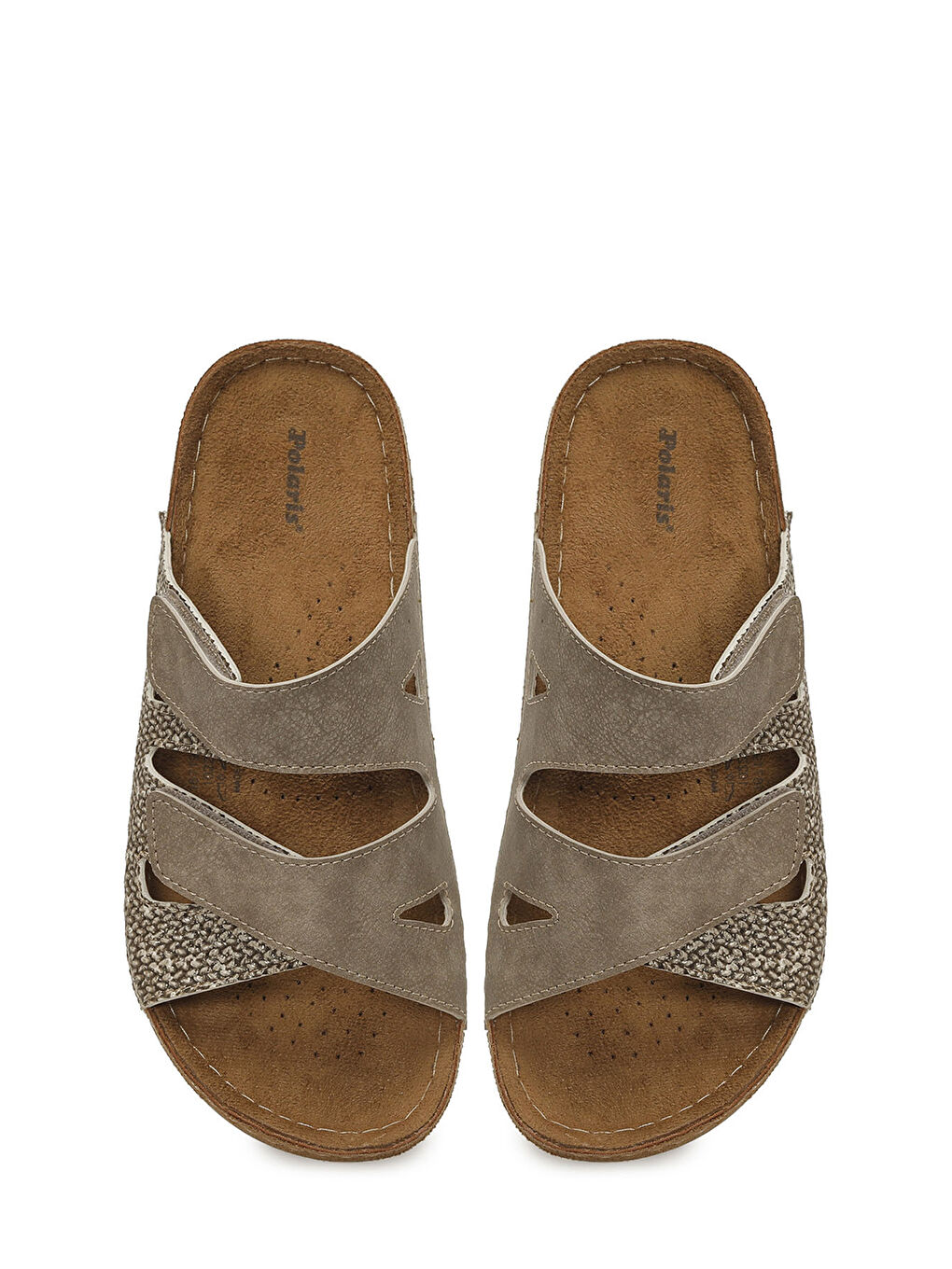 Bej 167194.Z6FX Vizon Kadın Düz Terlik-3