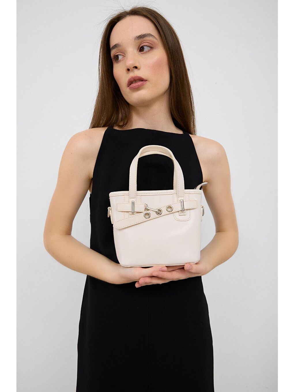 Ekru Papillon Vintage Çapraz Çanta Krem-1