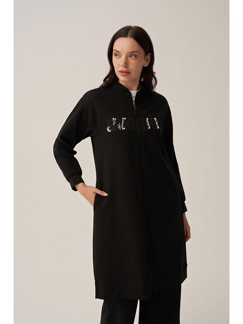 Siyah-Pamuklu Nakışlı Eşofman Takımı-2