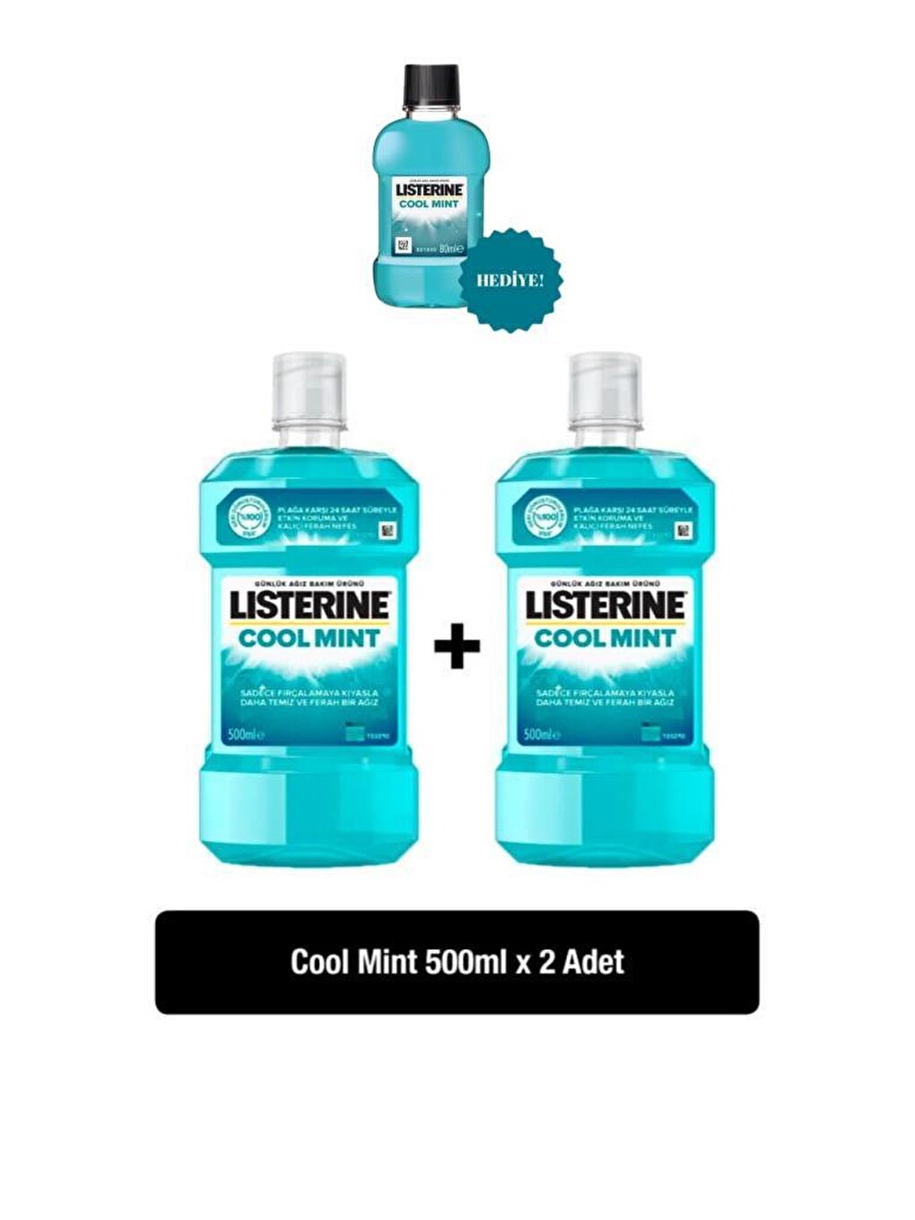 Cool Mint Ağız Bakım Suyu 500 ml x 2 Adet + Cool Mint Hediye