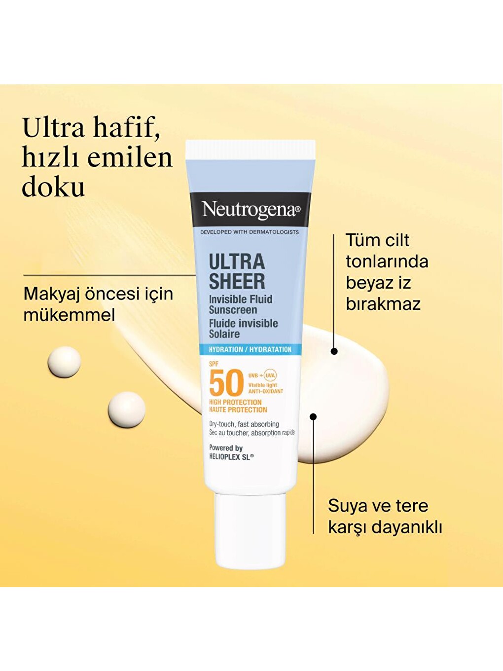 Ultra Sheer Hydrating Fluid SPF50 Yüz Güneş Koruyucu, 50 ml-4