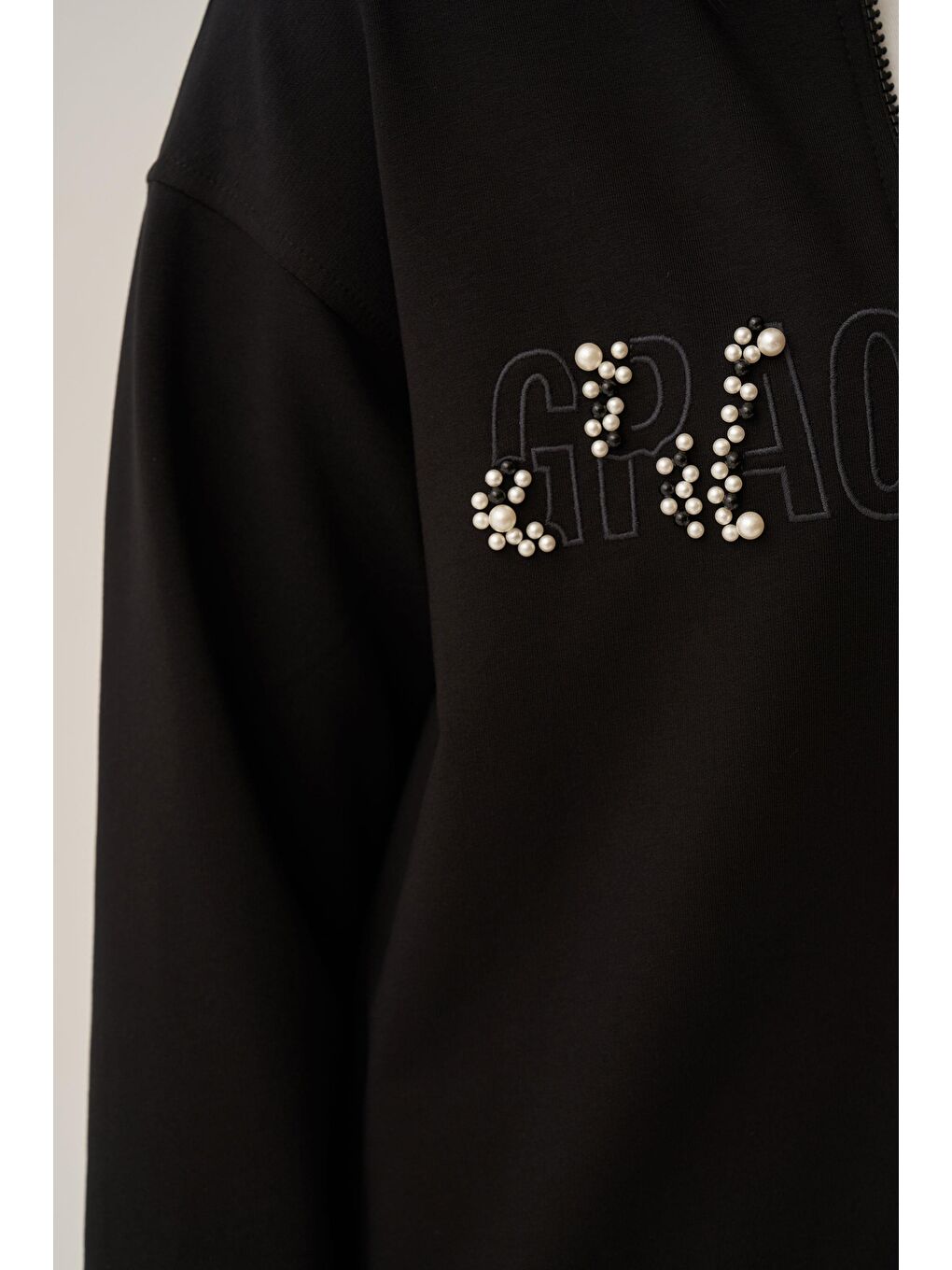 Siyah-Pamuklu Nakışlı Eşofman Takımı-4