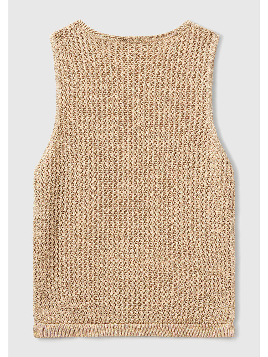 Kadın Bej Pamuk Karışımlı Tamamı Desenli Bisiklet Yaka Kolsuz Üst-1