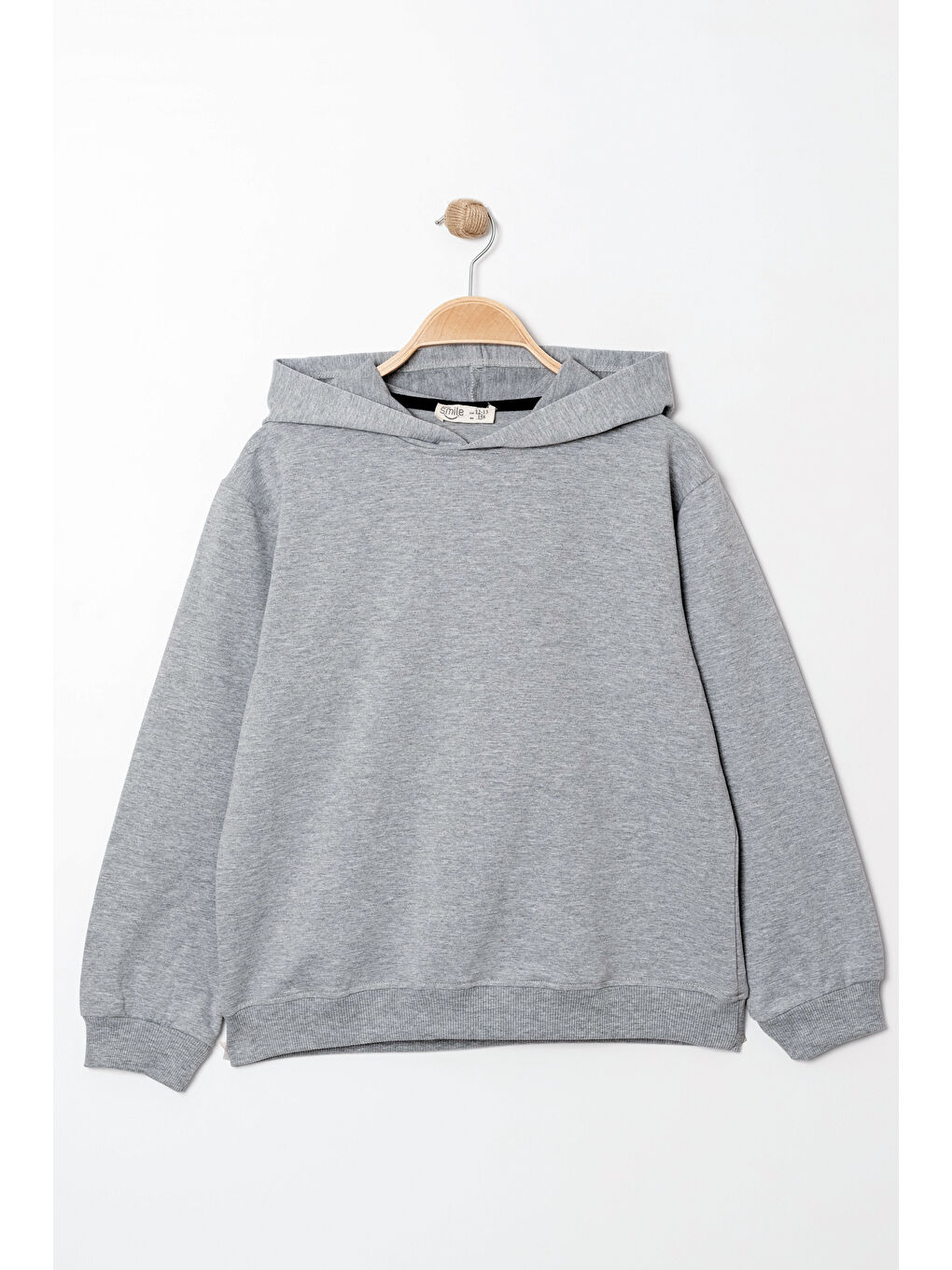 Bi&Em Smile Gri Erkek Çocuk Gri Kapüşonlu Basic 5-13 Yaş Sweatshirt- 3537-3