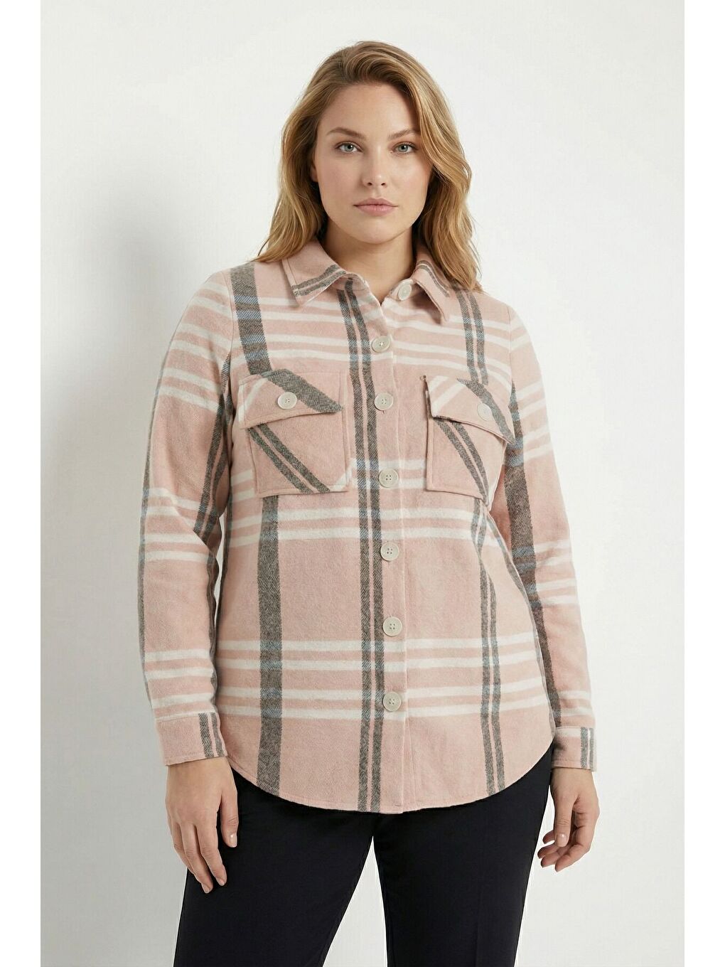 Kahverengi Büyük Beden Düğmeli Cepli Kahve Oduncu Gömlek 301380