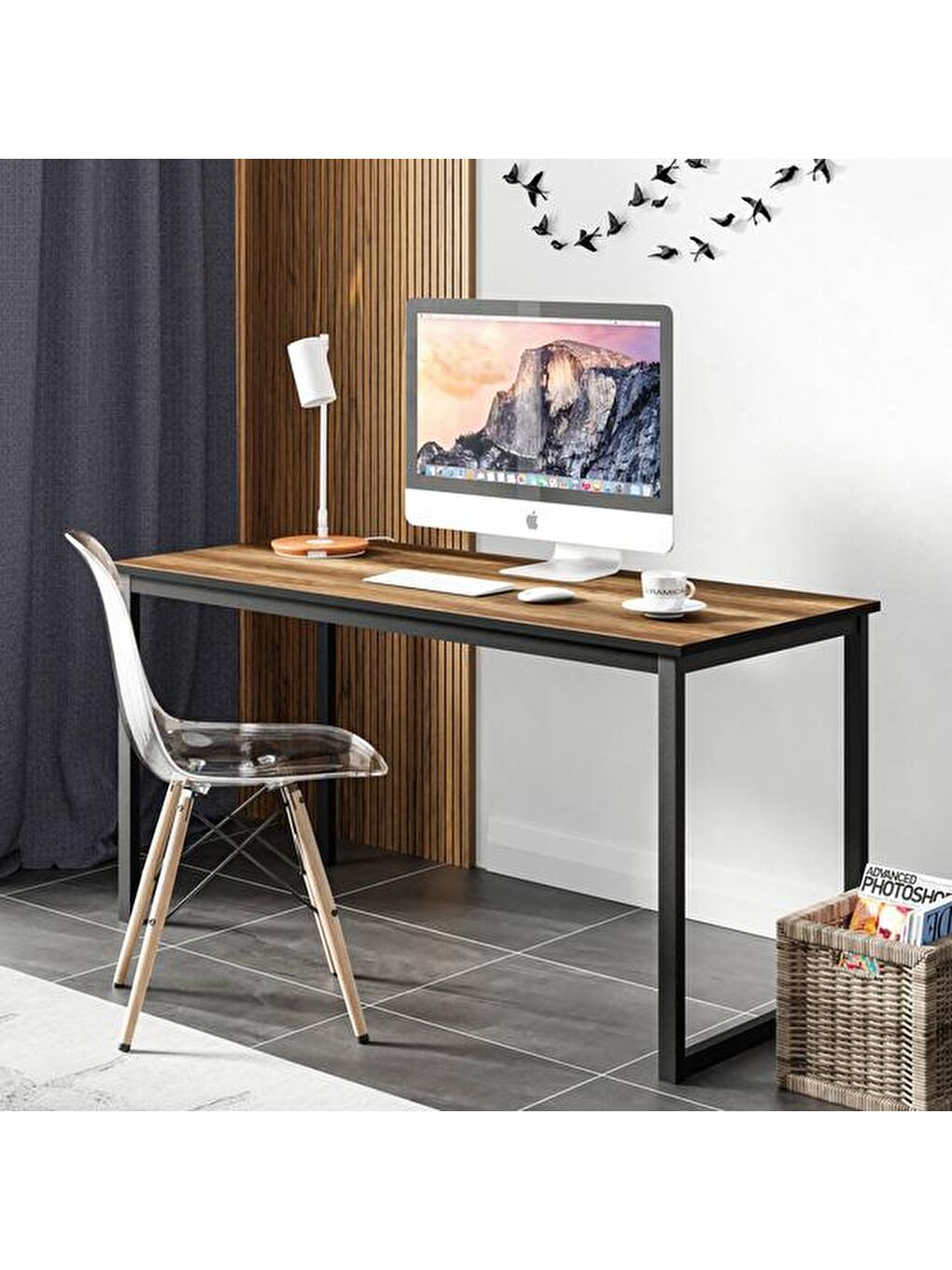 Kahverengi 140 cm Çalışma Masası - Barok Ceviz