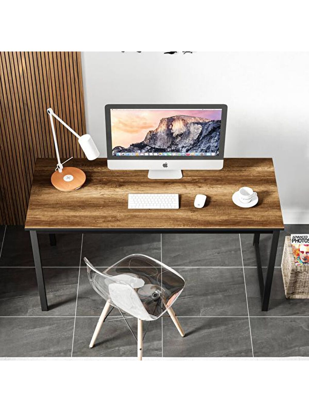 Kahverengi 140 cm Çalışma Masası - Barok Ceviz-8