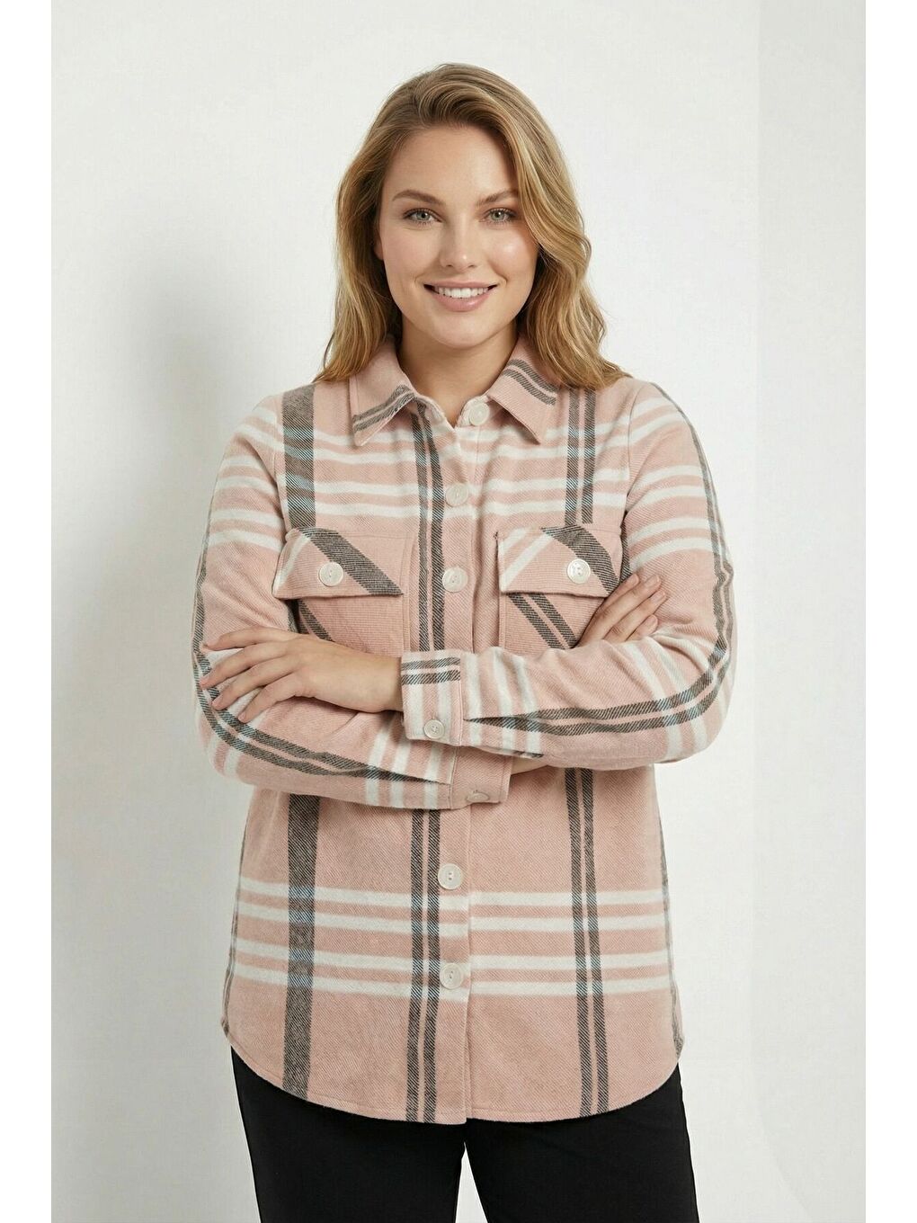 Kahverengi Büyük Beden Düğmeli Cepli Kahve Oduncu Gömlek 301380-4