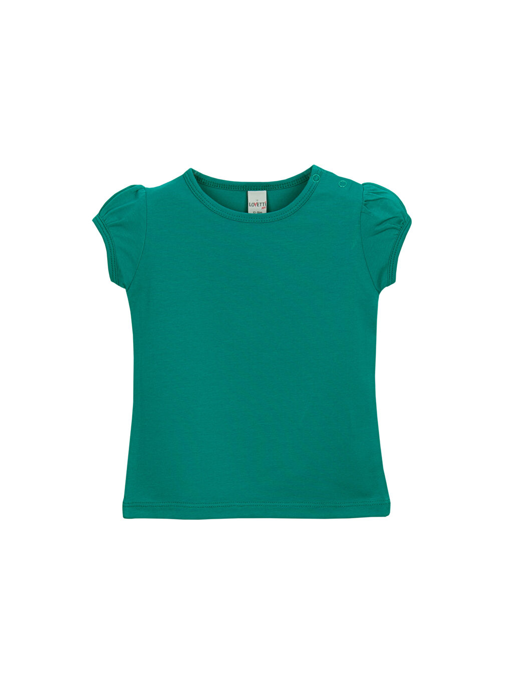 Koyu Yeşil Basic Kız Bebek Çıtçıtlı Sıfır Yaka Karpuz Kol Tişört