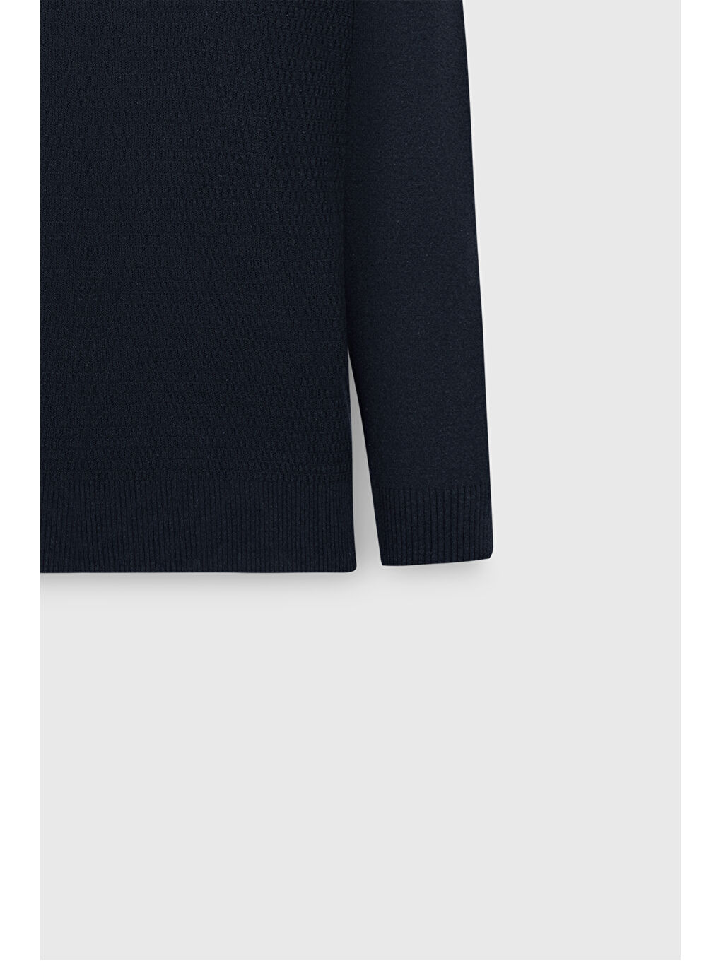 Erkek Lacivert Pamuklu Standart Fit Normal Kesim Bisiklet Yaka Jakarlı Triko Kazak-8