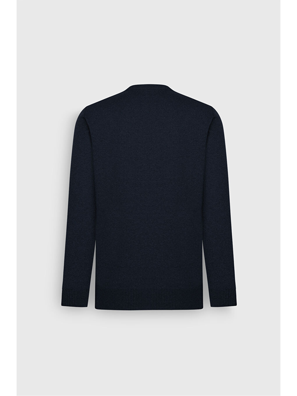 Erkek Lacivert Pamuklu Standart Fit Normal Kesim Bisiklet Yaka Jakarlı Triko Kazak-9