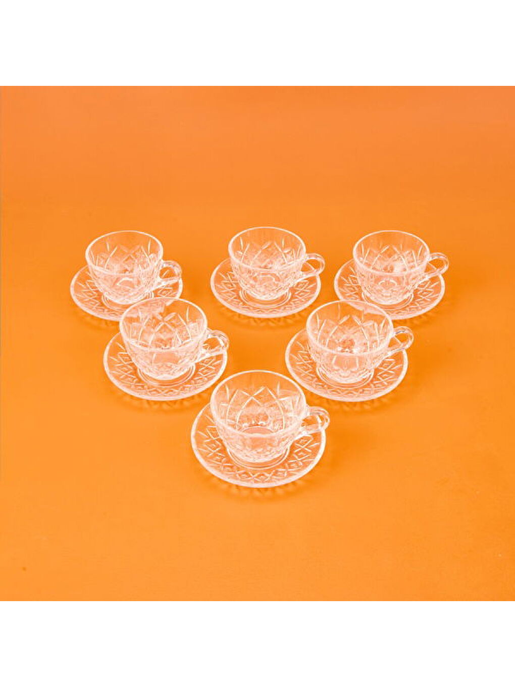 Renksiz Esta 12 Parça Cam Çay Fincan Seti - Şeffaf-1